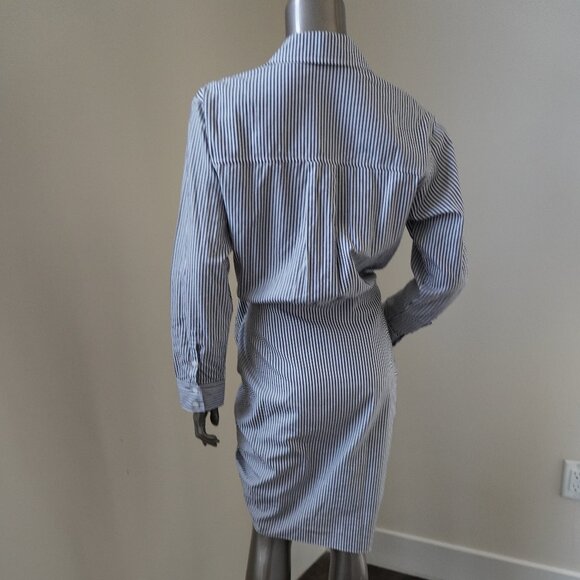 Veronica Beard Sierra Dress Cotton Shirt Dress White Gray Stripes Size 2 - Picture 3 of 7